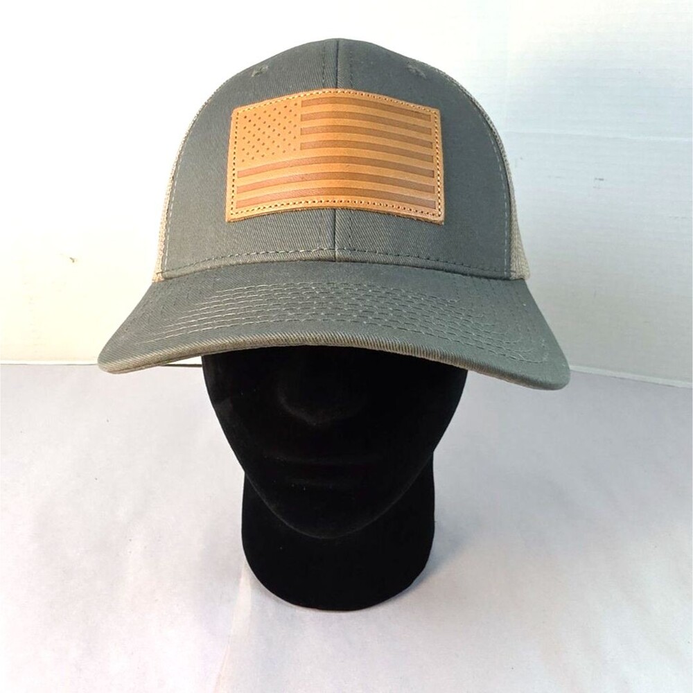 NWOT American Leather Flag Mesh  Baseball Cap SnapBack Truckers Hat Adjustable